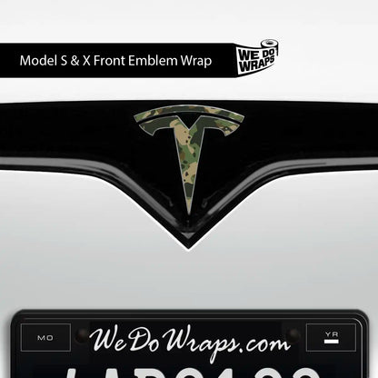 Camo Tesla Emblem Decals (Front + Back) | Model X - Tesla Emblems