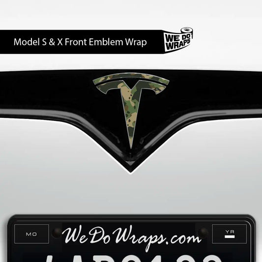 Camo Tesla Emblem Decals (Front + Back) | Model X - Tesla Emblems