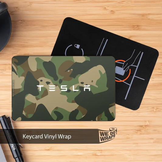 Military Green Camo Tesla Keycard Decal - Tesla Emblems
