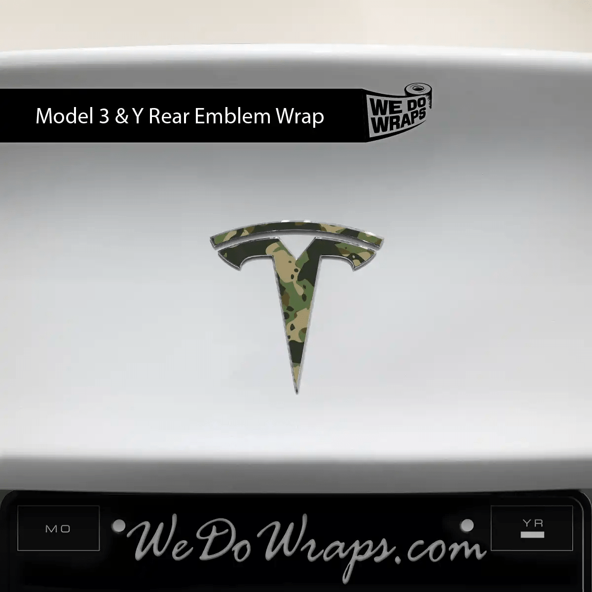 Camo Tesla Emblem Decals (Front + Back) | Model Y - Tesla Emblems