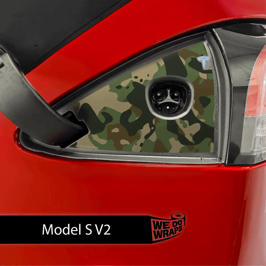 Camo Tesla Charge Port Wrap | Model S - Tesla Emblems