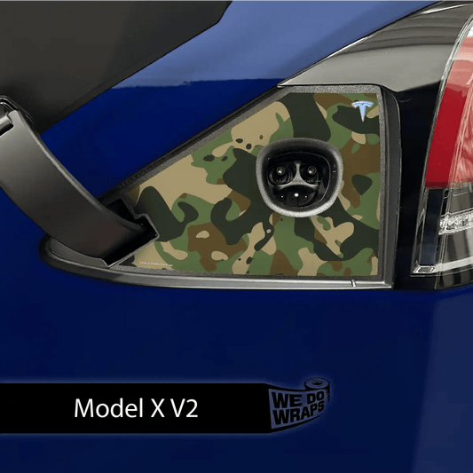Camo Tesla Charge Port Wrap | Model X - Tesla Emblems