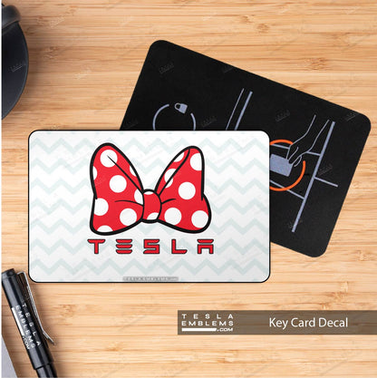 Minnie Bow Tesla Keycard Decal - Tesla Emblems