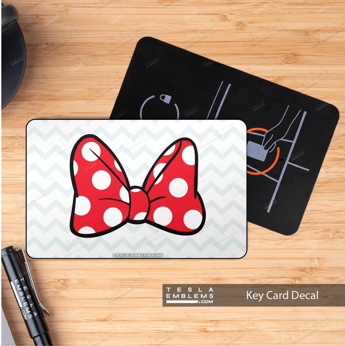 Minnie Bow Tesla Keycard Decal - Tesla Emblems