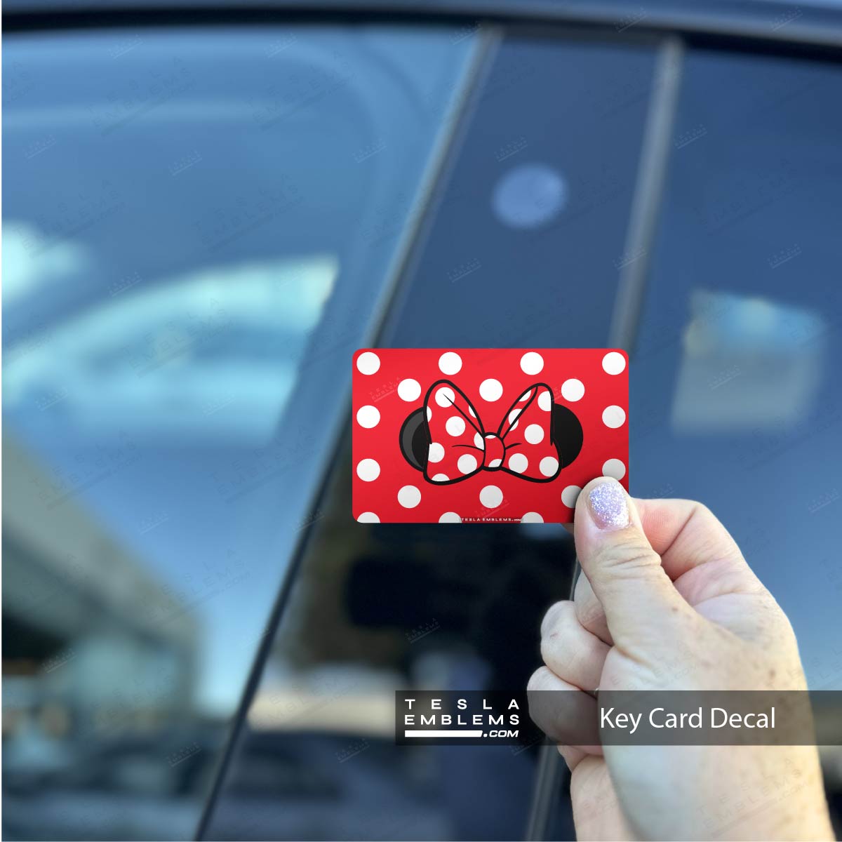 Minnie Dots Tesla Keycard Decal - Tesla Emblems