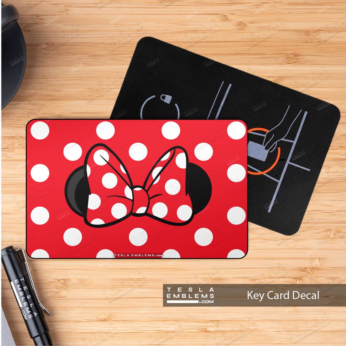 Minnie Dots Tesla Keycard Decal - Tesla Emblems