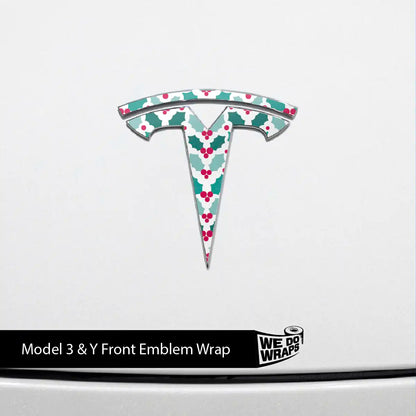 Mistletoe Tesla Emblem Decals (Front + Back Emblem Decals) | Model 3 - Tesla Emblems