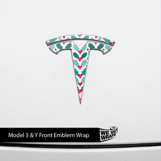 Mistletoe Tesla Emblem Decals (Front + Back Emblem Decals) | Model 3 - Tesla Emblems