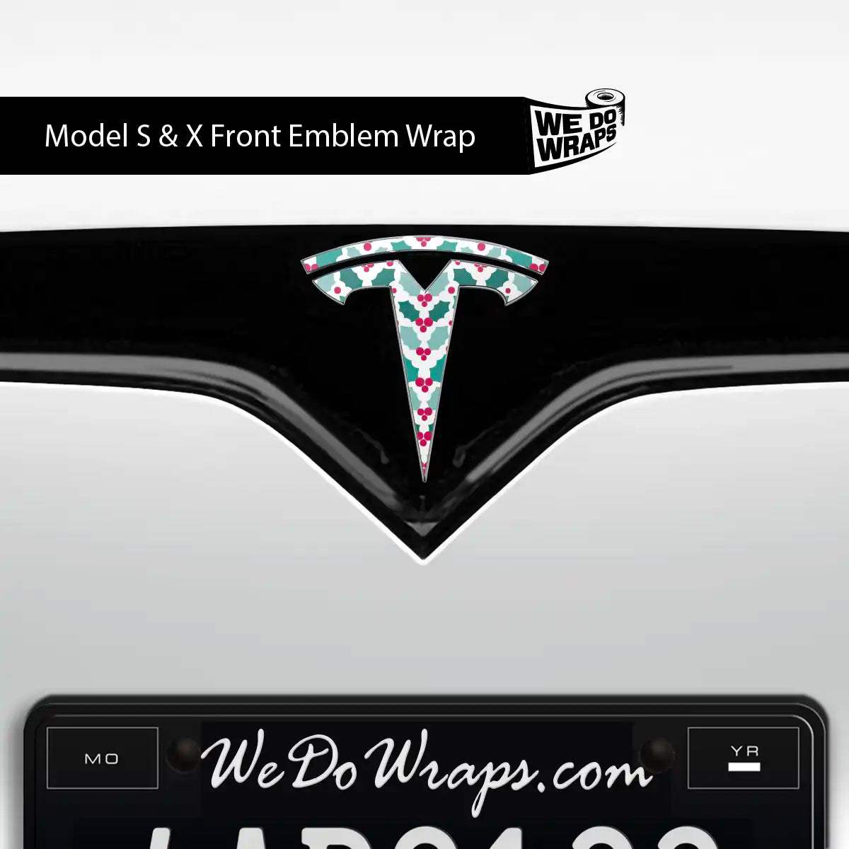 Mistletoe Tesla Emblem Decals (Front + Back Emblem Decals) | Model X - Tesla Emblems