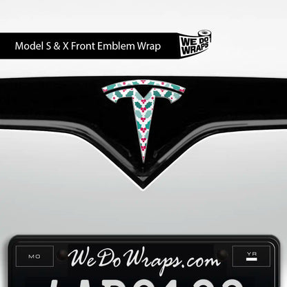 Mistletoe Tesla Emblem Decals (Front + Back Emblem Decals) | Model X - Tesla Emblems
