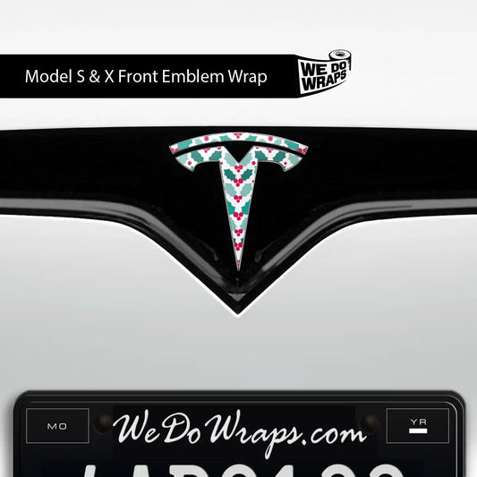 Mistletoe Tesla Emblem Decals (Front + Back Emblem Decals) | Model X - Tesla Emblems