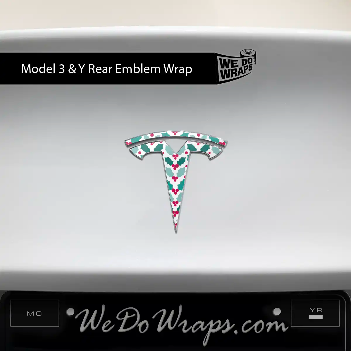 Mistletoe Tesla Emblem Decals (Front + Back Emblem Decals) | Model 3 - Tesla Emblems