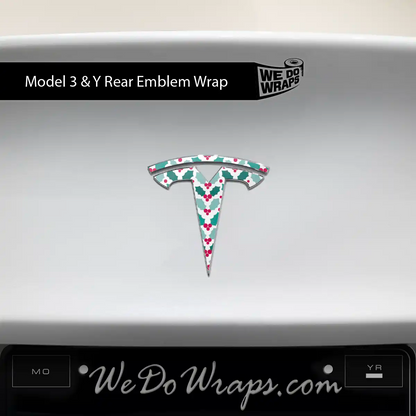 Mistletoe Tesla Emblem Decals (Front + Back Emblem Decals) | Model 3 - Tesla Emblems