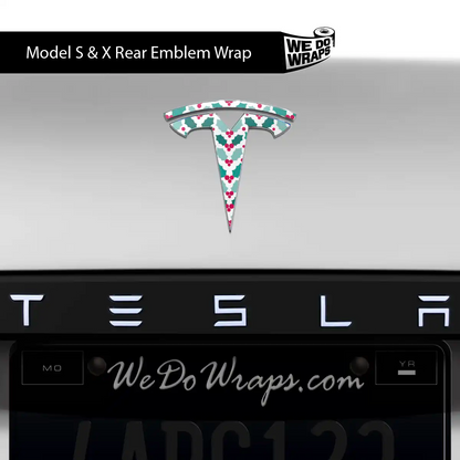 Mistletoe Tesla Emblem Decals (Front + Back Emblem Decals) | Model X - Tesla Emblems