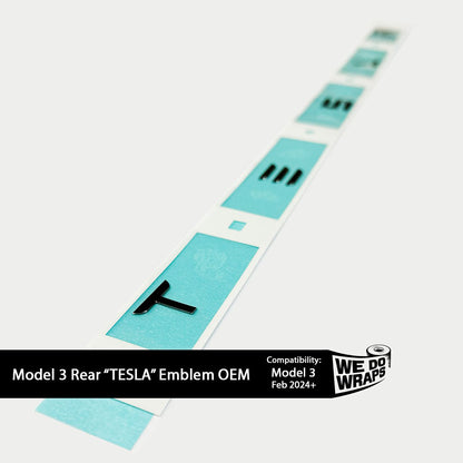 “TESLA” Chrome Letters Rear Emblem | Genuine 2024+ Model 3 “Highland” OEM Original Badging - Tesla Emblems