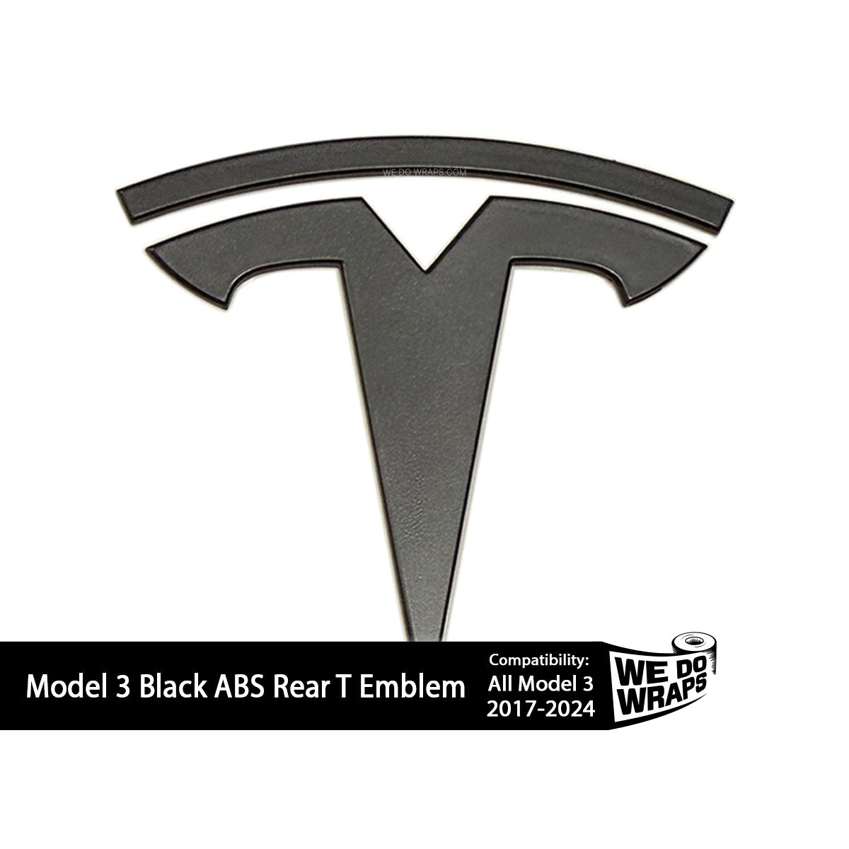 Model 3 Rear Tesla T Emblem | Black ABS Replacement Badging - Tesla Emblems
