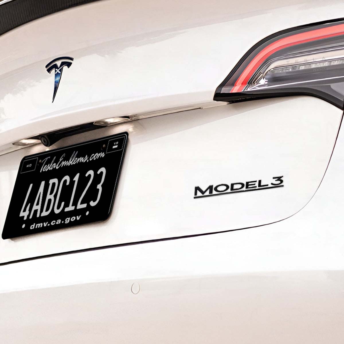 “Model 3” Black ABS Tesla Emblem | Rear Trunk Badging - Tesla Emblems
