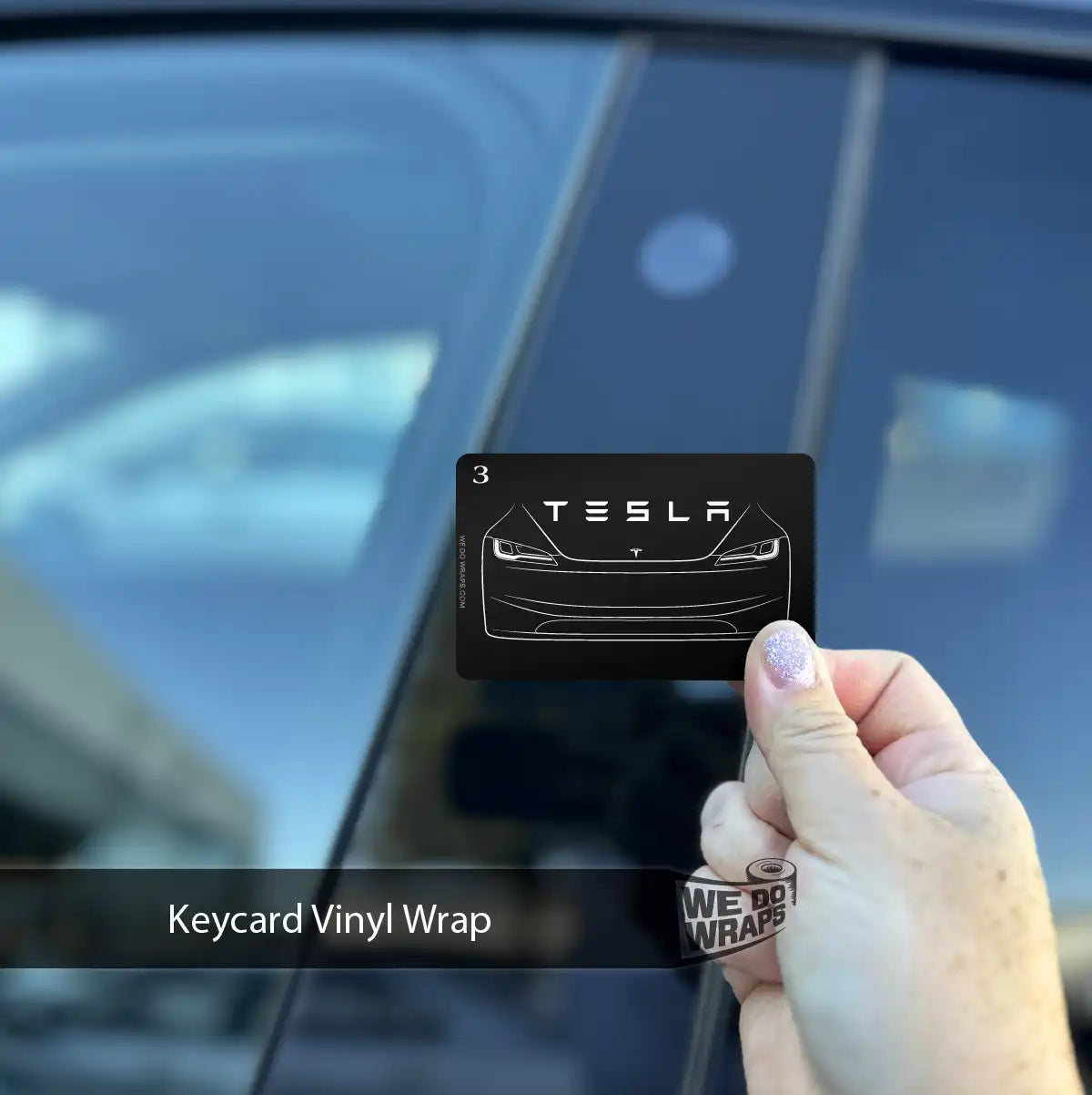 2024 Model 3 "Highland" Front Outline Tesla Keycard Decal - Tesla Emblems