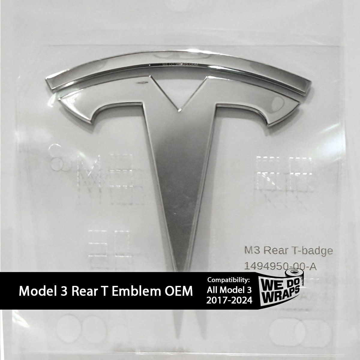 Model 3 REAR Tesla T Emblem | Genuine OEM Original Badging - Chrome - Tesla Emblems