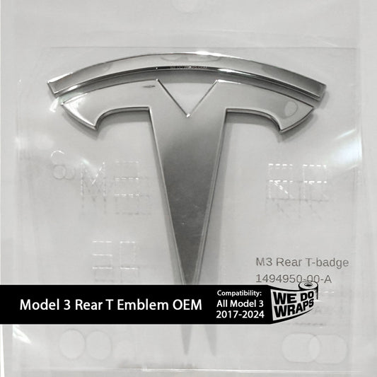 Model 3 REAR Tesla T Emblem | Genuine OEM Original Badging - Chrome - Tesla Emblems