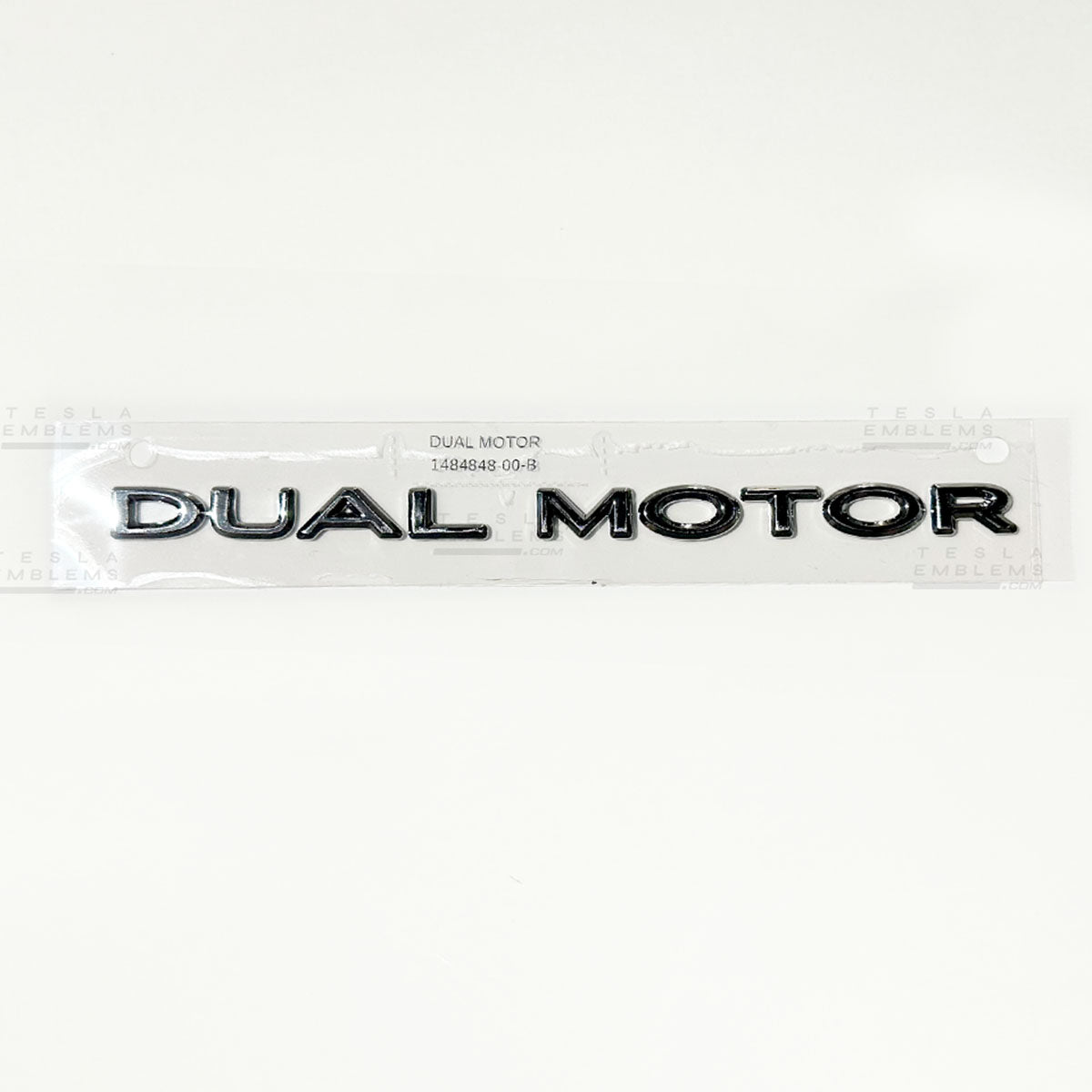 "Dual Motor" Chrome - Genuine OEM Original Tesla Factory Emblems | Rear Trunk Badging for Model 3/Y/S/X Cybertruck - Tesla Emblems