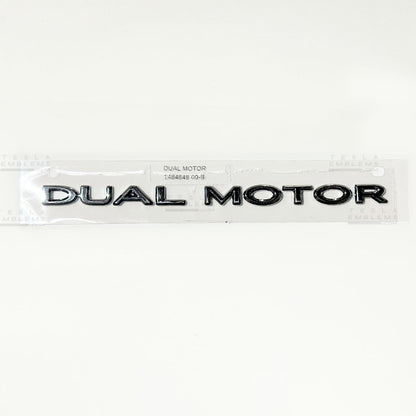 "Dual Motor" Chrome - Genuine OEM Original Tesla Factory Emblems | Rear Trunk Badging for Model 3/Y/S/X Cybertruck - Tesla Emblems