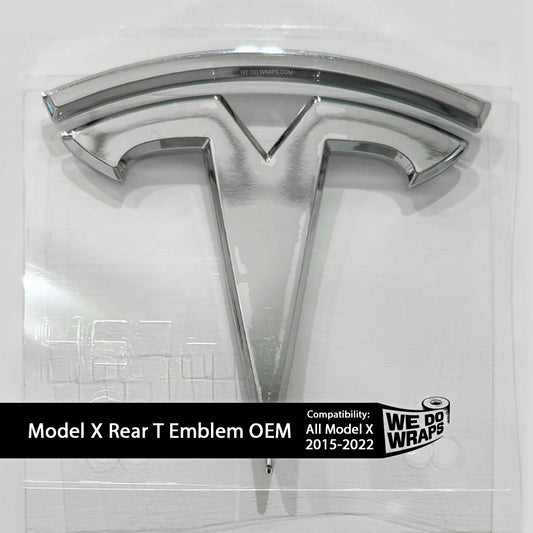 Model X REAR Tesla T Emblem | Genuine OEM Original Badging - Chrome - Tesla Emblems