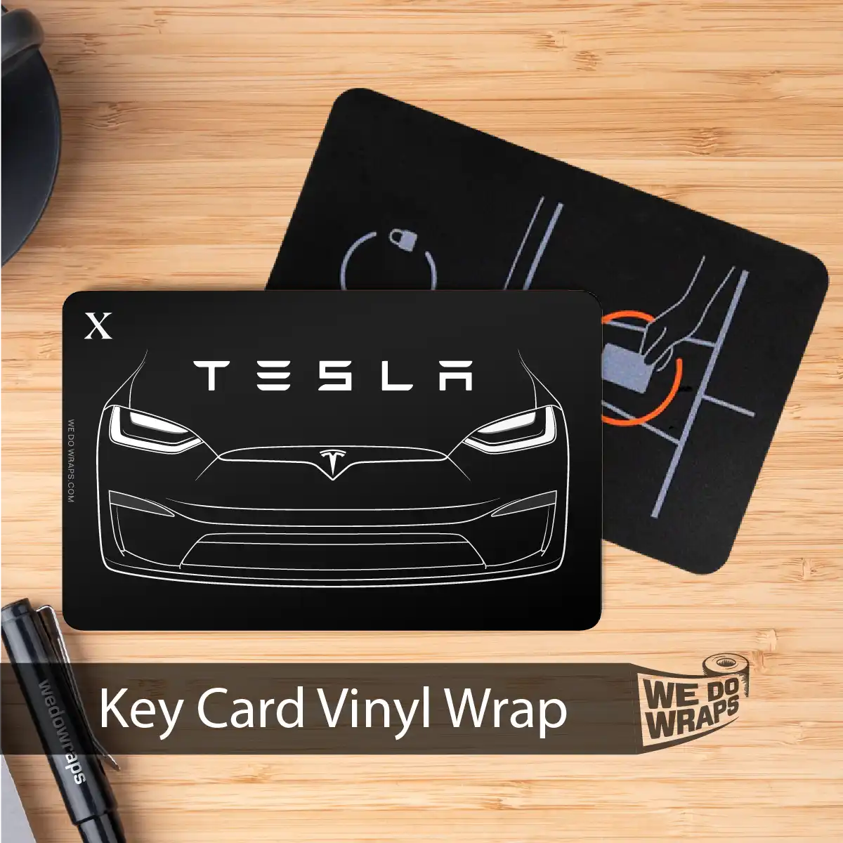 Model X Front Outline | NFC Key Card Wrap - Tesla Emblems