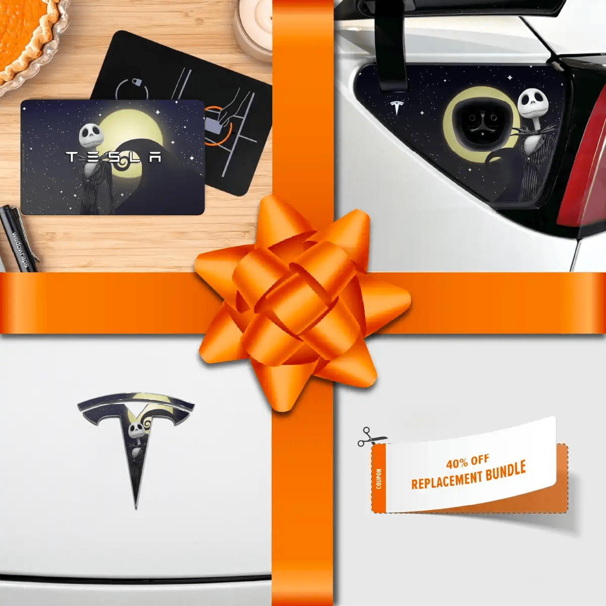 Holiday Bundle Moonlit Mischief Tesla Wrap Kit | Model Y - Tesla Emblems