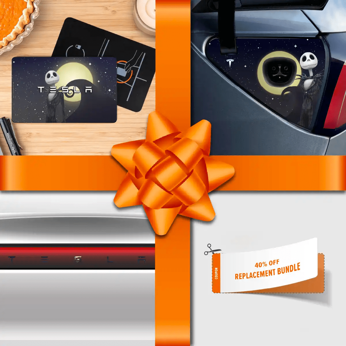 Holiday Bundle Moonlit Mischief Tesla Wrap Kit | Model Y - Tesla Emblems