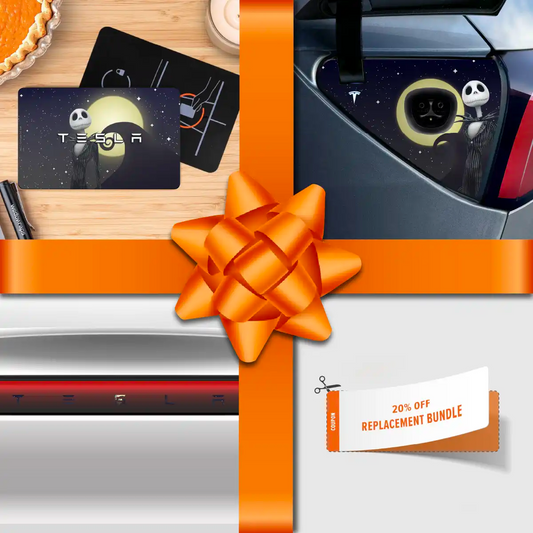 Holiday Bundle Moonlit Mischief Tesla Wrap Kit | Model Y - Tesla Emblems