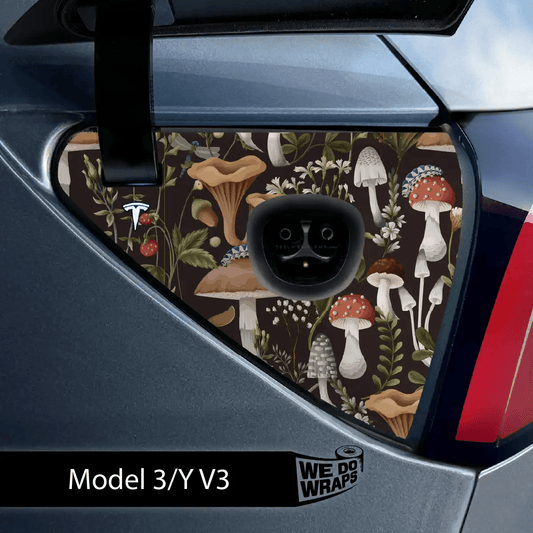 Mushroom Garden Tesla Charge Port Wrap | Model 3 - Tesla Emblems