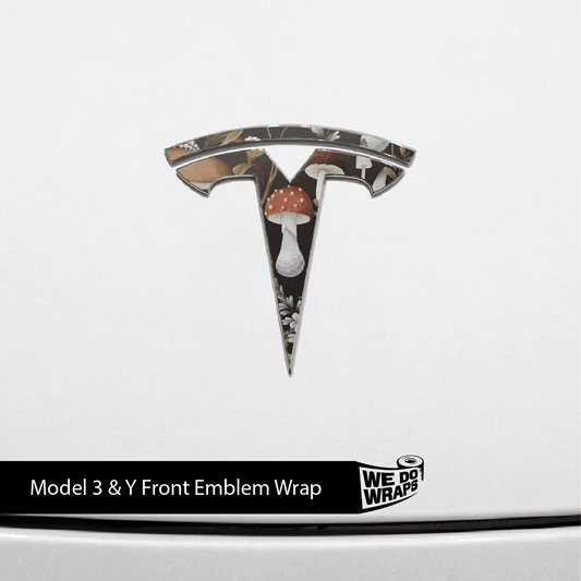 Mushroom Garden Tesla Emblem Decals (Front + Back) | Model 3 - Tesla Emblems