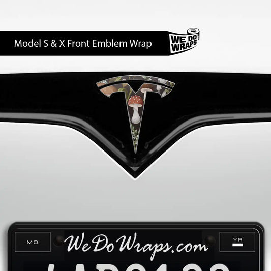 Mushroom Garden Tesla Emblem Decals (Front + Back) | Model S - Tesla Emblems