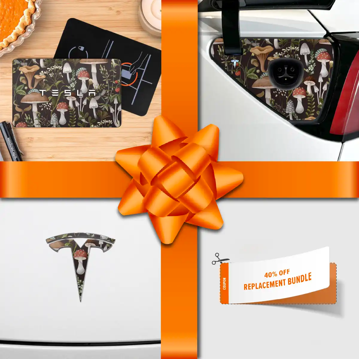Holiday Bundle Mushroom Garden Tesla Wrap Kit | Model 3