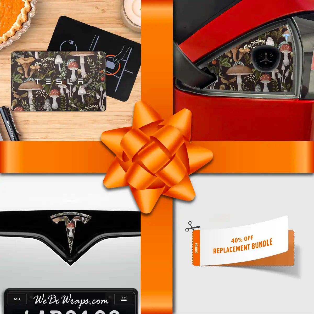 Holiday Bundle Mushroom Garden Tesla Wrap Kit | Model S