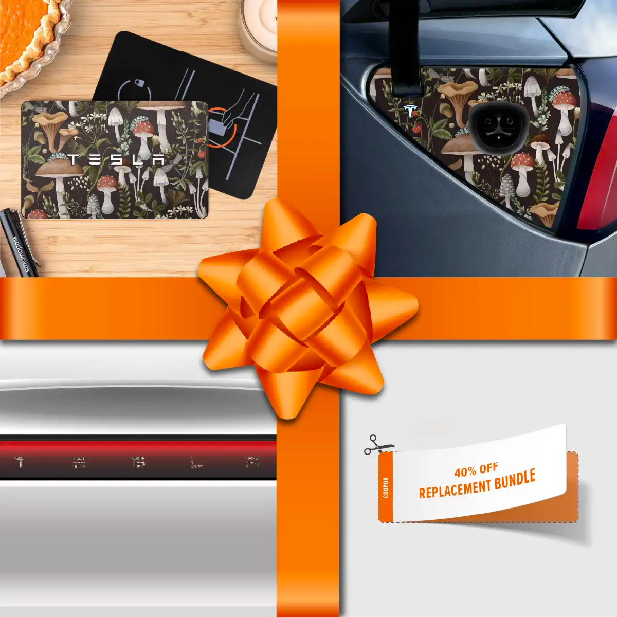 Holiday Bundle Mushroom Garden Tesla Wrap Kit | Model Y