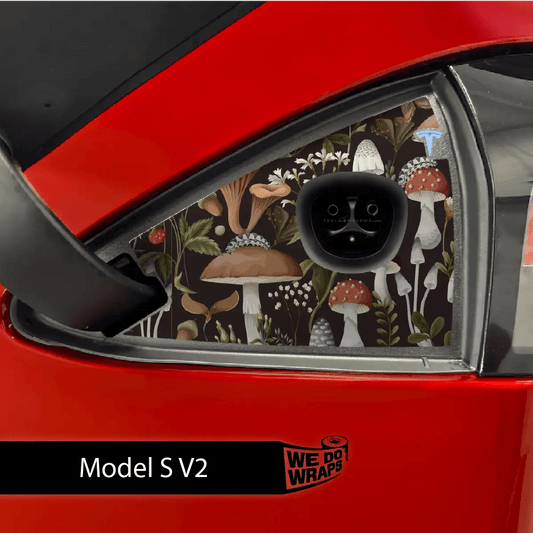 Mushroom Garden Tesla Charge Port Wrap | Model S - Tesla Emblems