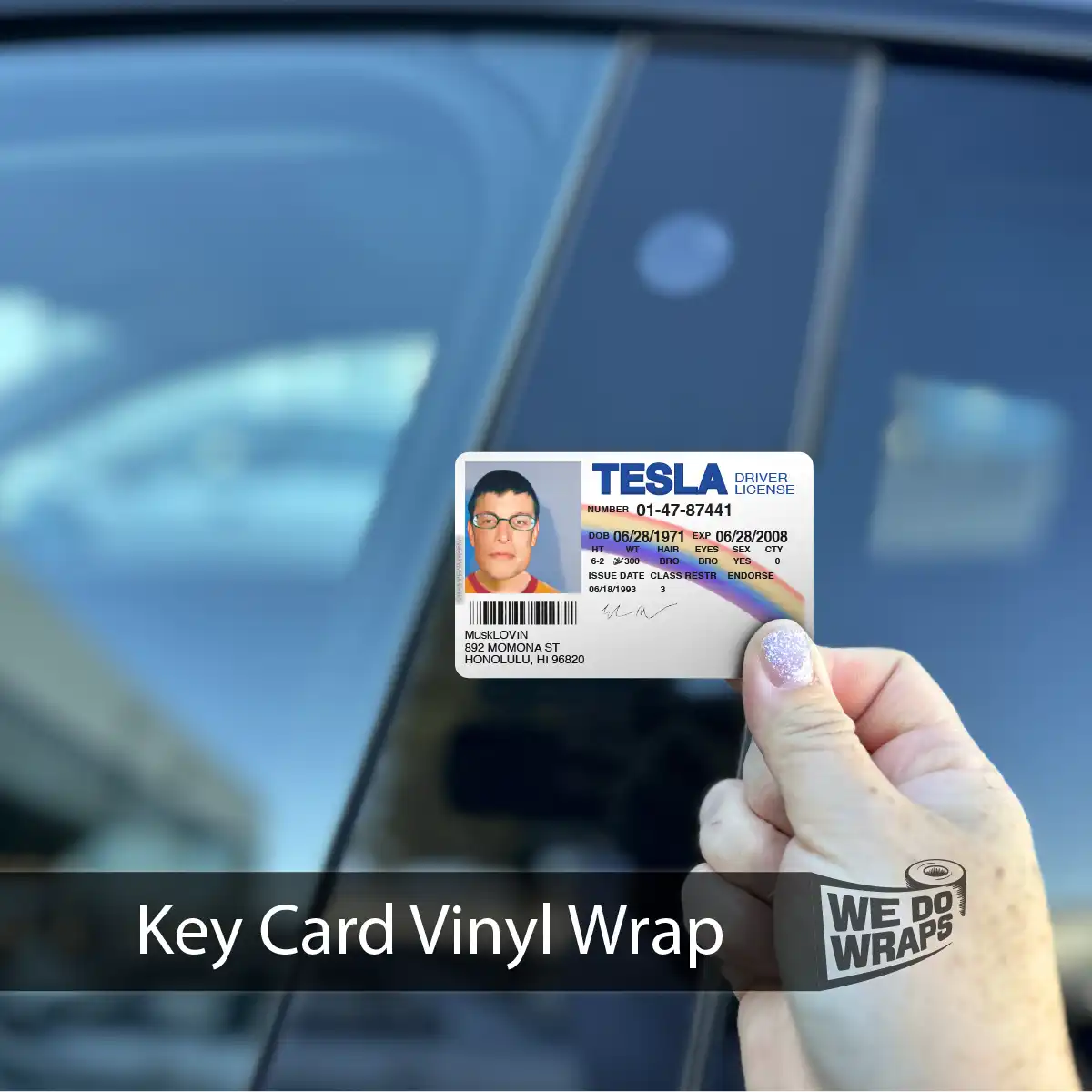 MuskLOVIN' Tesla Drivers License | NFC Key Card Wrap - Tesla Emblems