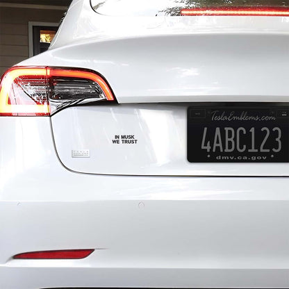 In Musk We Trust | Cut Vinyl Letters Decal - Tesla Emblems