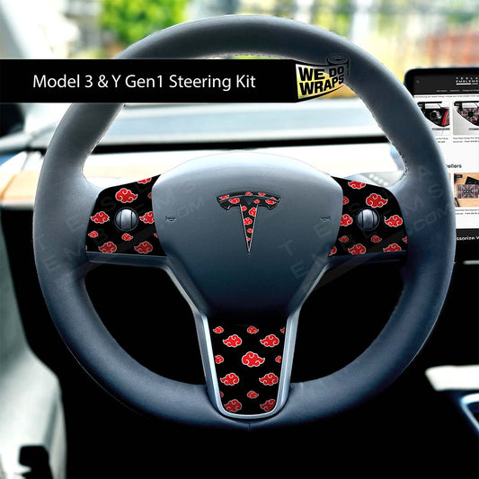 Naruto Akatsuki Tesla Steering Wheel Wrap | M3 2017 - Jan 2024 - Tesla Emblems
