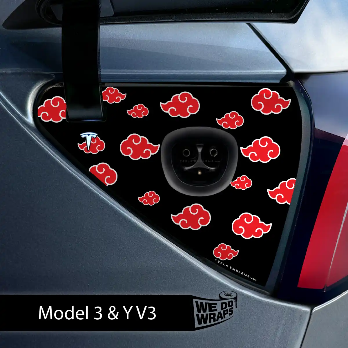 Kumo Clouds Tesla Charge Port Wrap | Model 3 - Tesla Emblems
