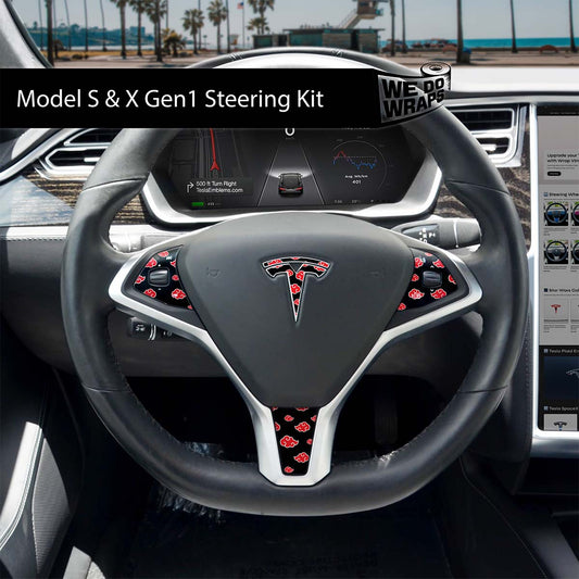 Kumo Clouds Tesla Steering Wheel Wrap | Model S - Tesla Emblems