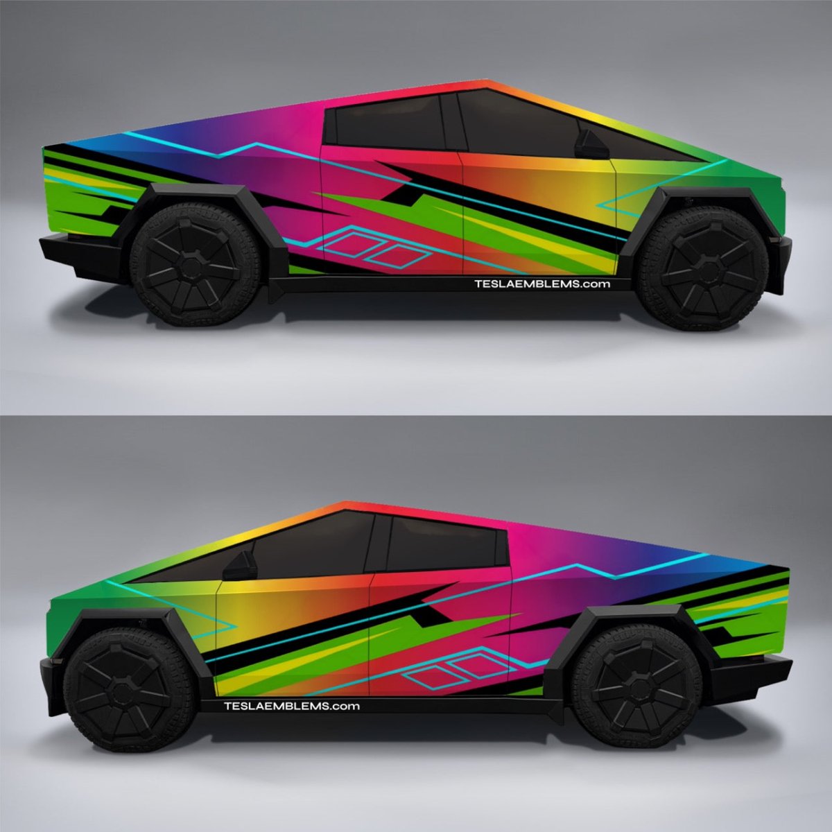 Neon Rage - Tesla Cybertruck DIY Precut Kit - Tesla Emblems