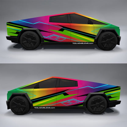 Neon Rage - Tesla Cybertruck DIY Precut Kit - Tesla Emblems