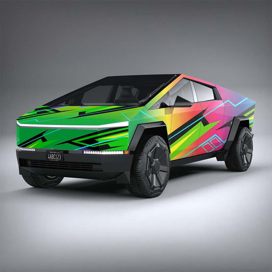 Neon Rage - Tesla Cybertruck DIY Precut Kit - Tesla Emblems
