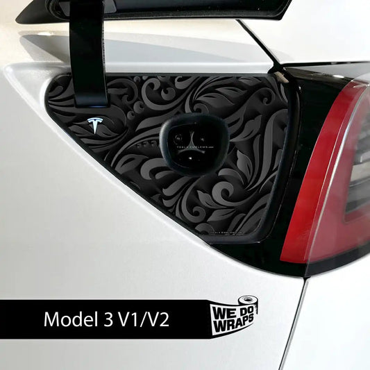 Nocturnal Petals Tesla Charge Port Wrap | Model 3 - Tesla Emblems