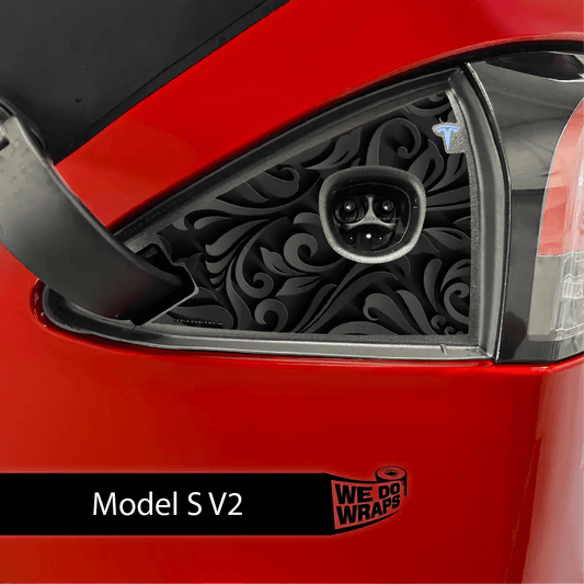 Nocturnal Petals Tesla Charge Port Wrap | Model S - Tesla Emblems