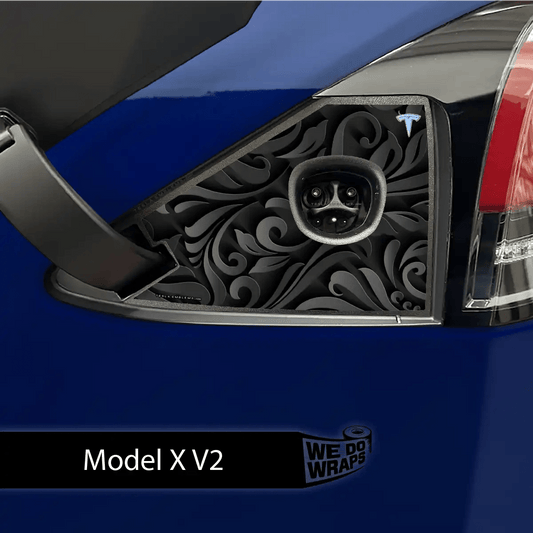 Nocturnal Petals Tesla Charge Port Wrap | Model X - Tesla Emblems