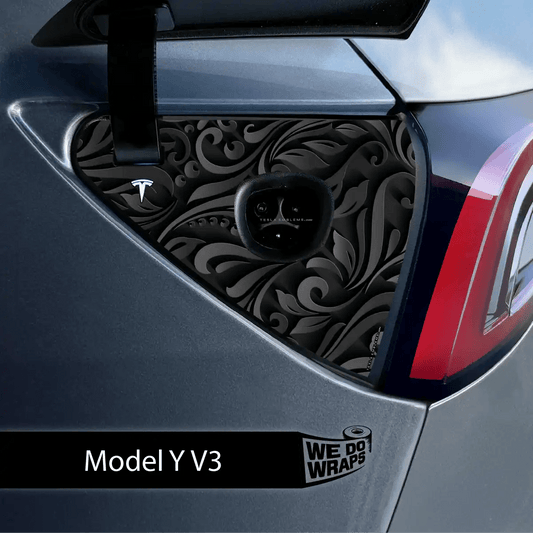 Nocturnal Petals Tesla Charge Port Wrap | Model Y - Tesla Emblems